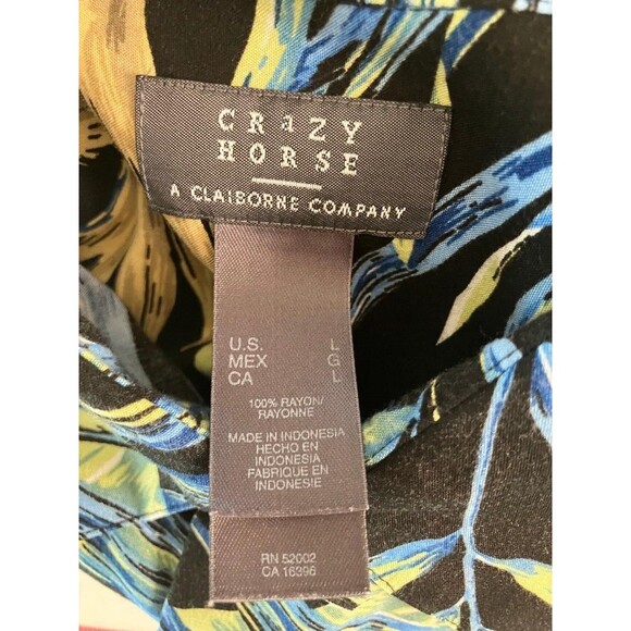 Crazy Horse by Claiborne Men’s Large Multicolor Tropical Leaves Button Up Shirt - Picture 4 of 6